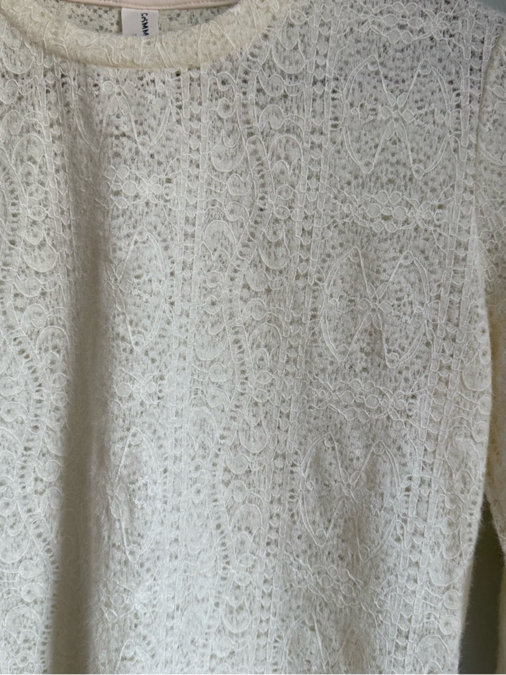 Commense Cream Lace Knit Long Sleeve Sweater Size M Women’s Plover Ivory Crew - Picture 6 of 13